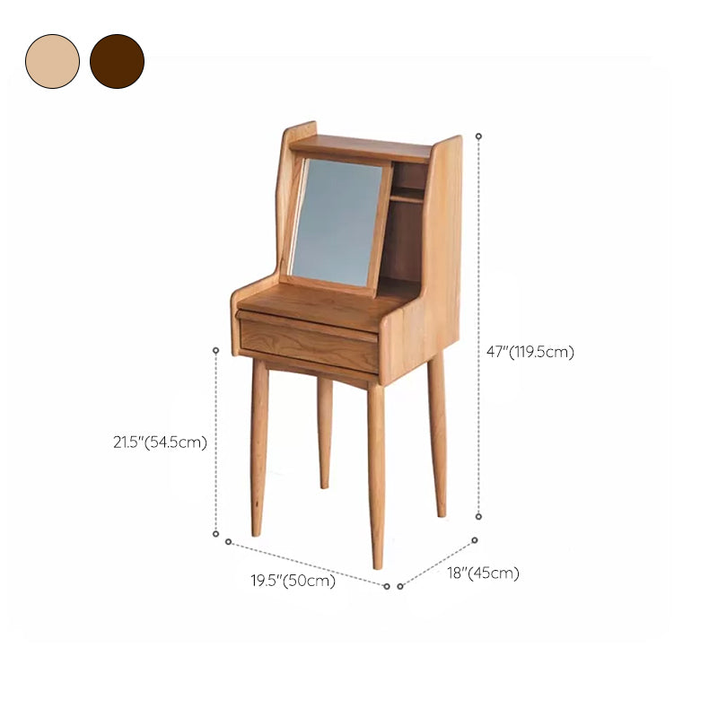 Scandinavian Makeup Vanity Mirrored Solid Wood Makeup Dressing Table
