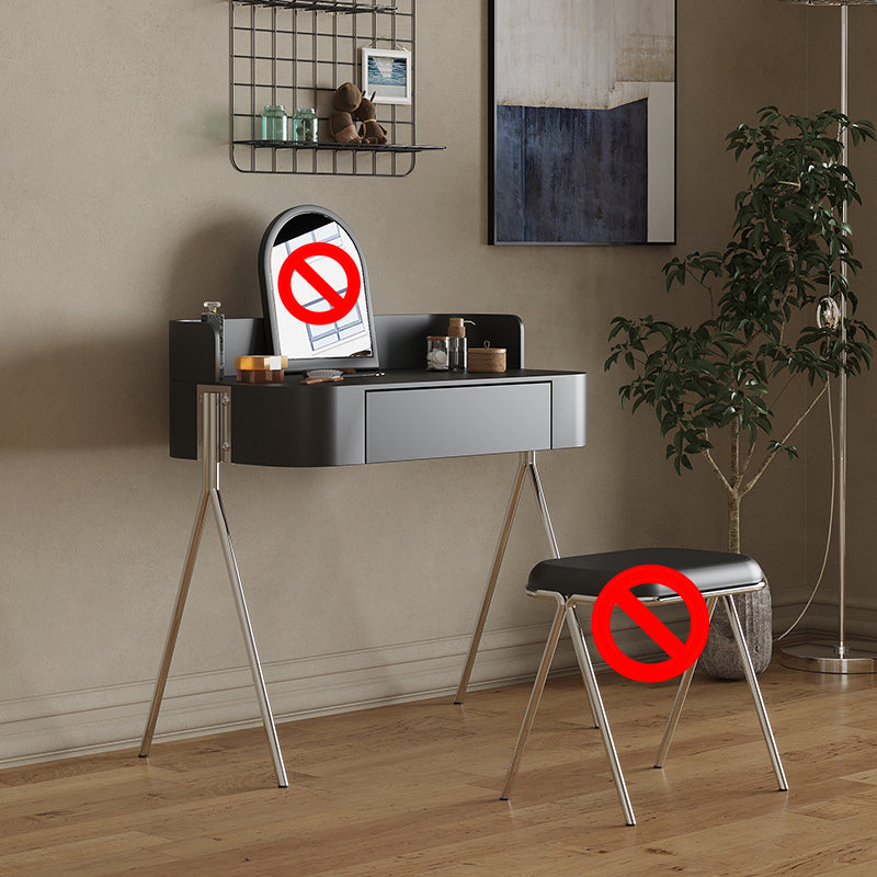 Wood Standing Makeup Vanity Set Modern Makeup Vanity with Metal Base
