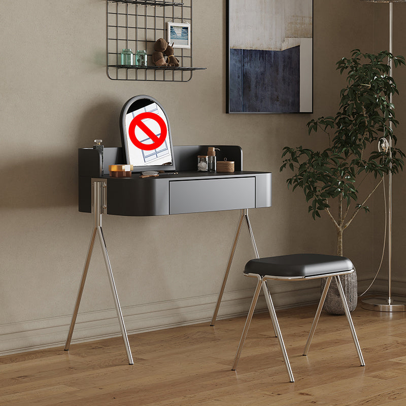 Wood Standing Makeup Vanity Set Modern Makeup Vanity with Metal Base