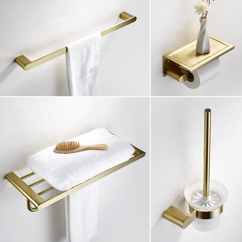 Modern Brushed Brass Bathroom Accessories Hardware Set with Towel Bar