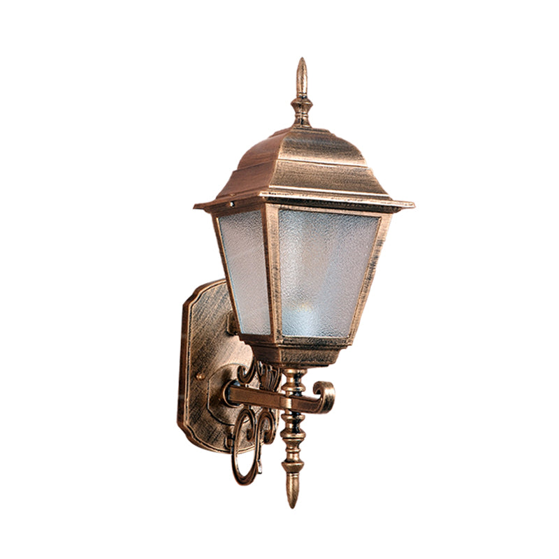 1-Head Wall Sconce Farmhouse Geometric Seeded Glass Wall Mount Lamp Fixture in Brass