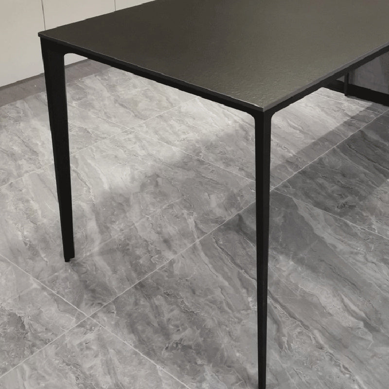 Contemporary 1/4/5 Pieces Dining Room Set Rectangle Stone Furniture in Black