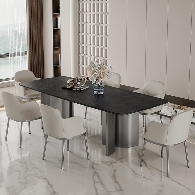 Glam Black Dining Table Set 1/4/5/7 Pcs Dinette Set with Leather Chairs