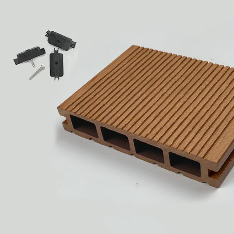 Deck Plank Interlocking Wood Stripe Pattern Outdoor Flooring Deck Plank 5-Pack