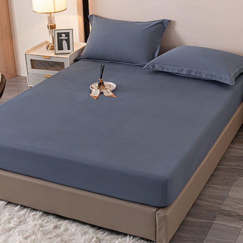Cotton Fitted Sheet Set Breathable Solid Color Soft Fade Resistant Fitted Sheet