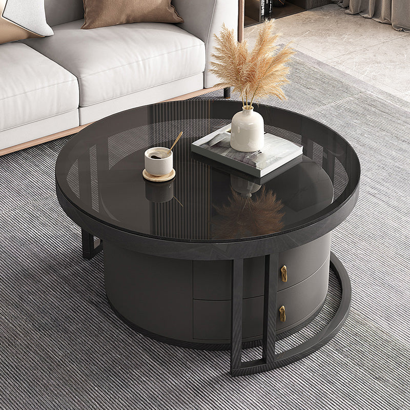 Slate Coffee Table Round 2 Nesting Coffee Table Set with 2 Drawers