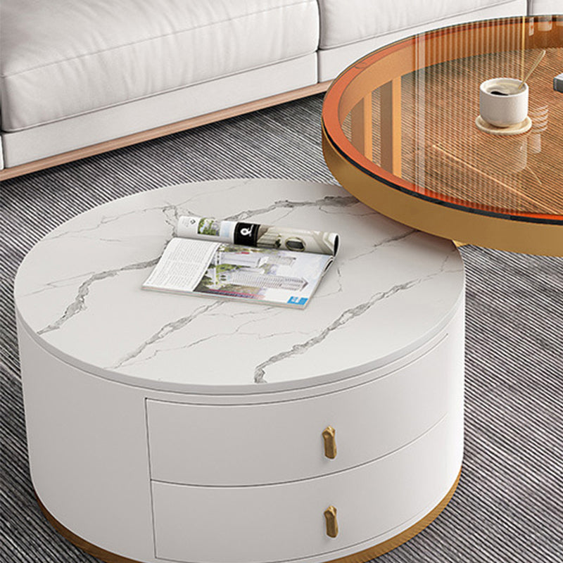Slate Coffee Table Round 2 Nesting Coffee Table Set with 2 Drawers