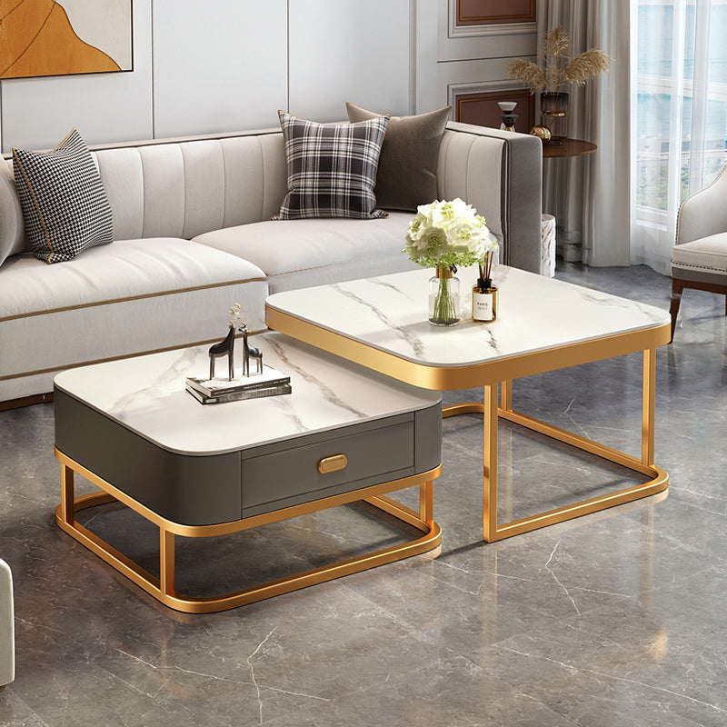Slate Coffee Table Square 2 Nesting Coffee Table Set for Living Room