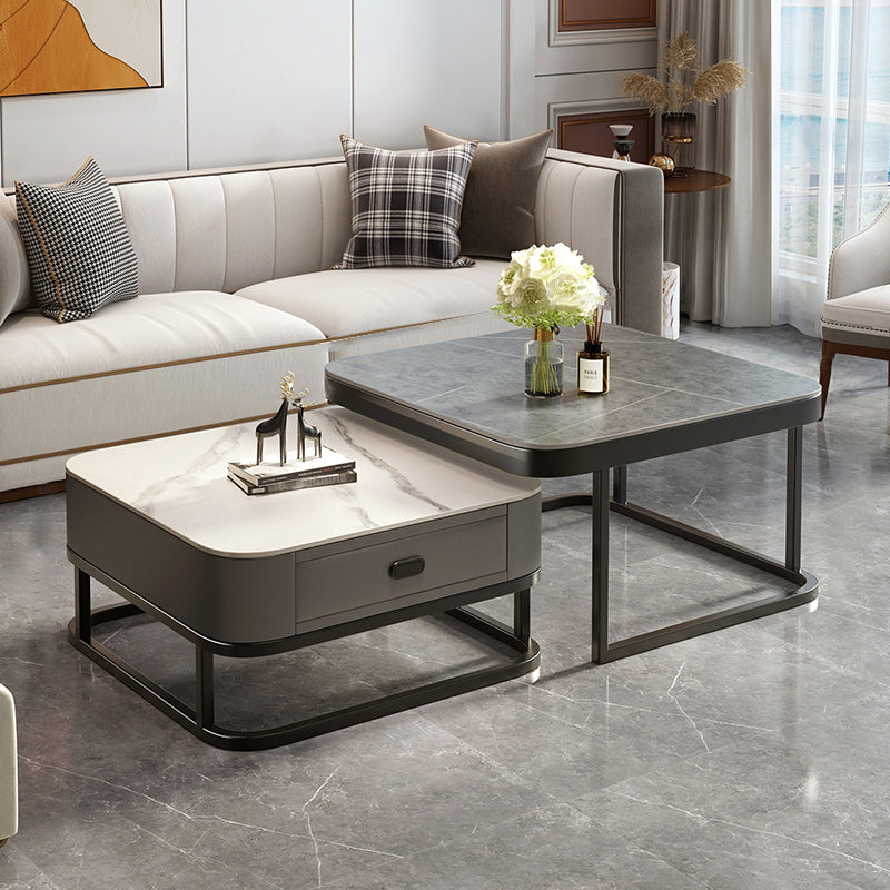 Slate Coffee Table Square 2 Nesting Coffee Table Set for Living Room