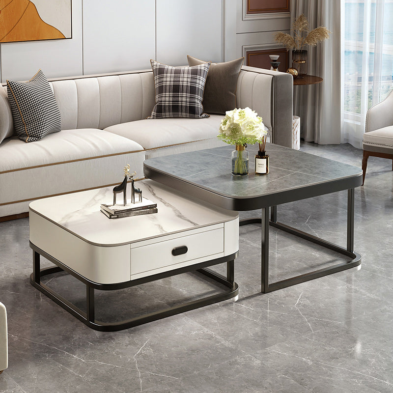 Slate Coffee Table Square 2 Nesting Coffee Table Set for Living Room