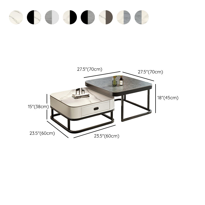 Slate Coffee Table Square 2 Nesting Coffee Table Set for Living Room