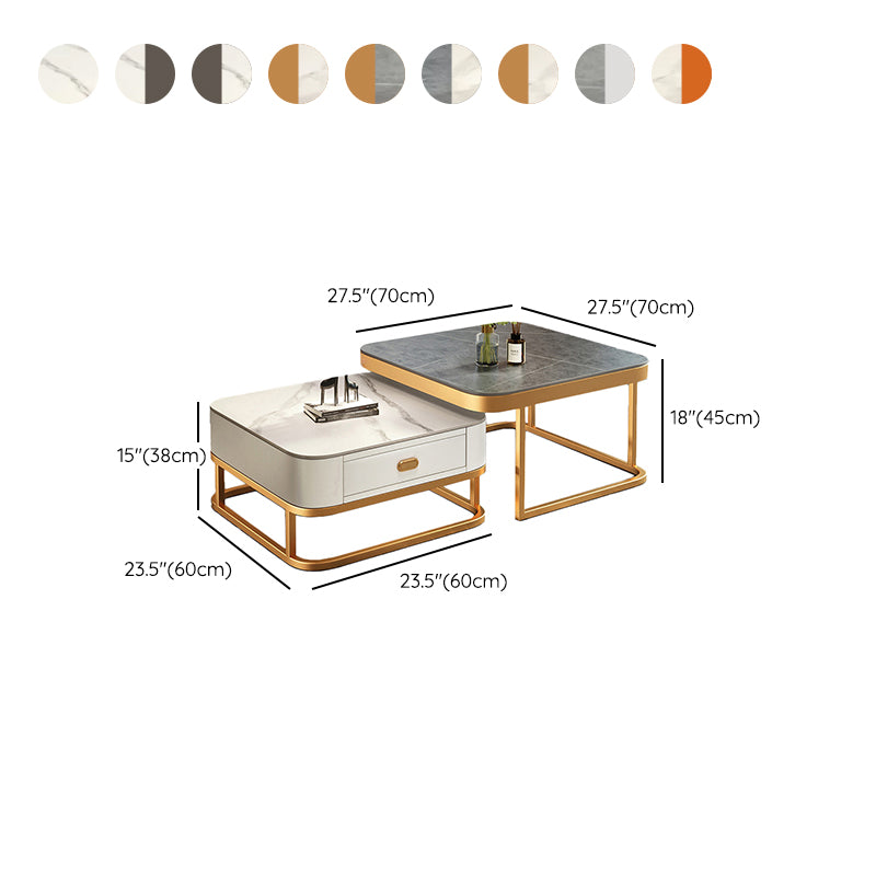 Slate Coffee Table Square 2 Nesting Coffee Table Set for Living Room