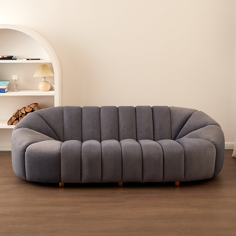 Scandinavian Biscuit Back Sofa 3-Seater Sloped Arm Settee - 82.7" Wide