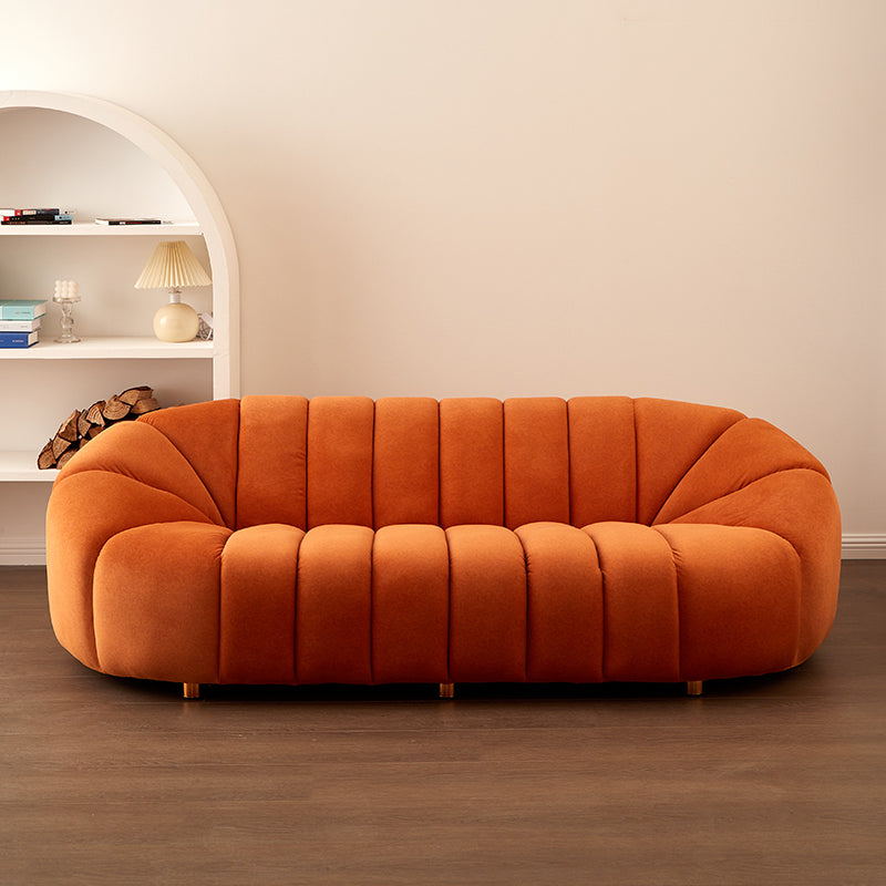 Scandinavian Biscuit Back Sofa 3-Seater Sloped Arm Settee - 82.7" Wide