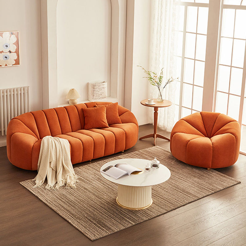 Scandinavian Biscuit Back Sofa 3-Seater Sloped Arm Settee - 82.7" Wide