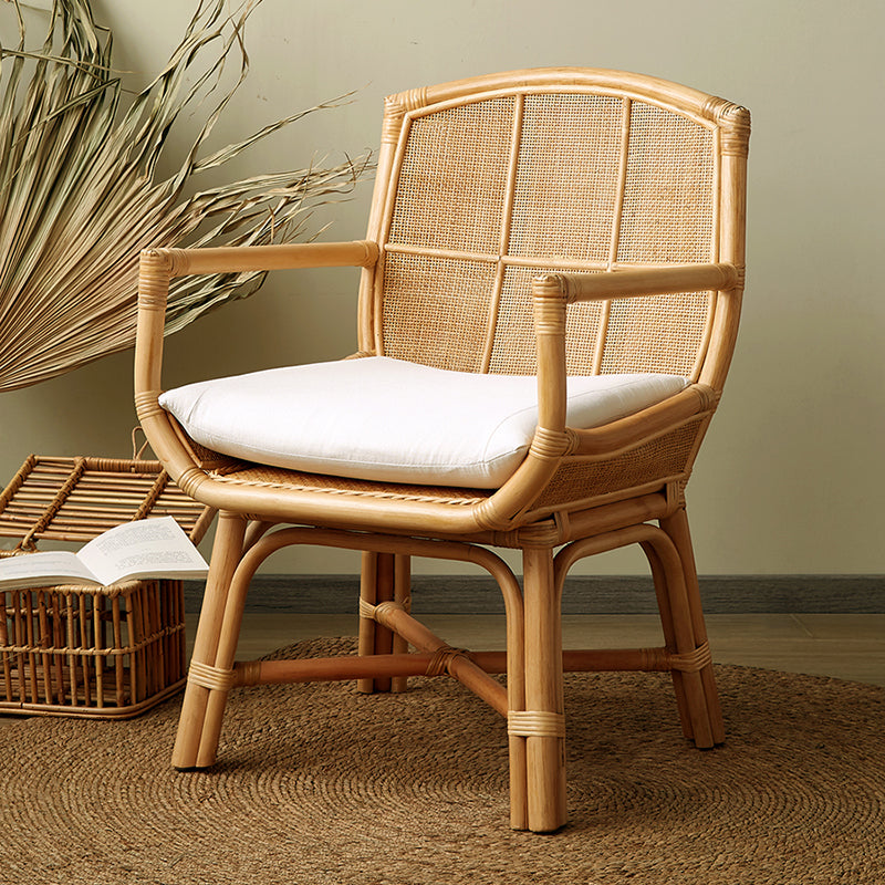 Solid Wood Lounge Chair Woven Back Side Chair for Living Room