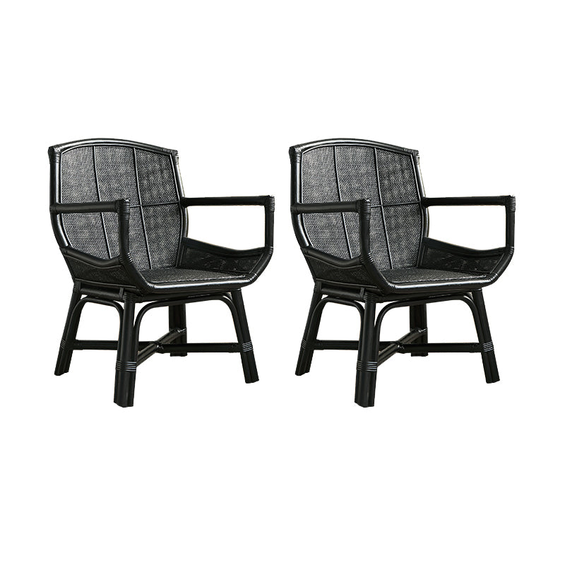 Solid Wood Lounge Chair Woven Back Side Chair for Living Room