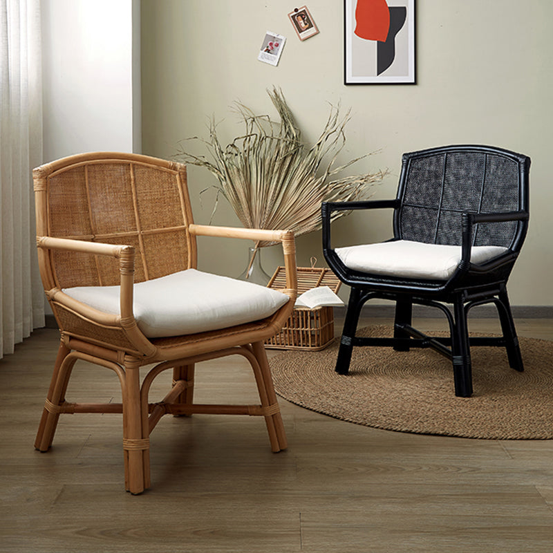 Solid Wood Lounge Chair Woven Back Side Chair for Living Room