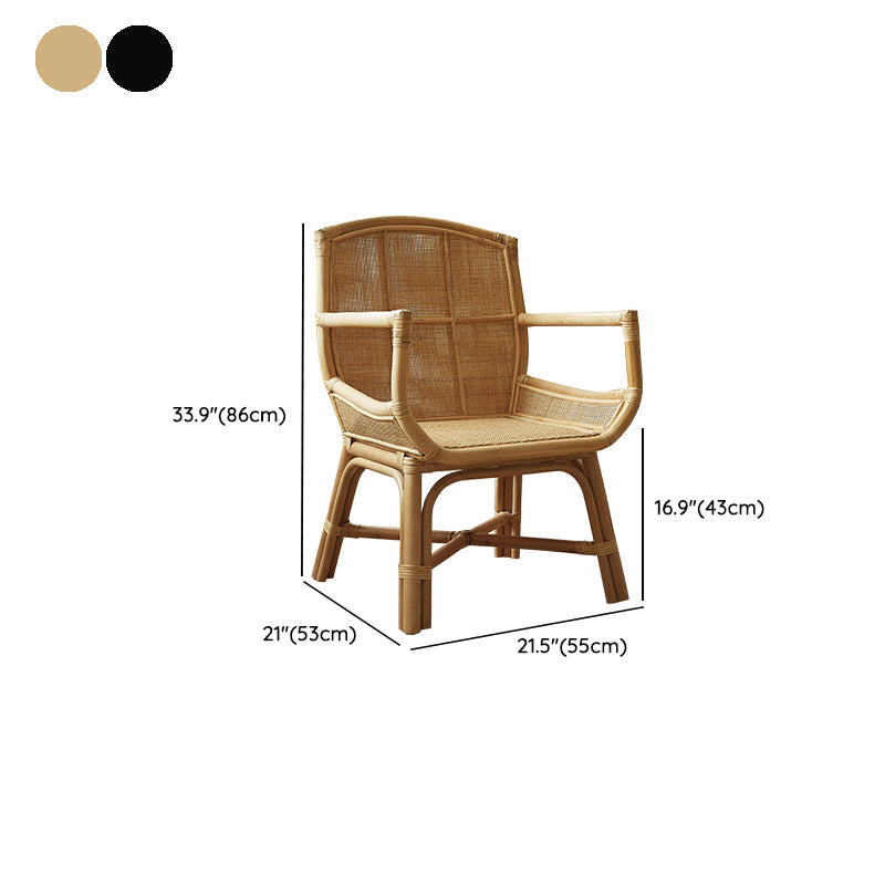 Solid Wood Lounge Chair Woven Back Side Chair for Living Room