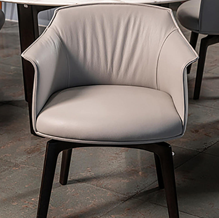 Modern Leather Armrest Fixed Backrest Black Base Upholstered Armed Chair