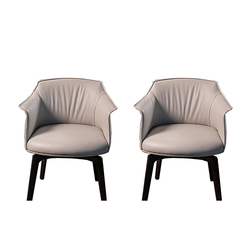 Modern Leather Armrest Fixed Backrest Black Base Upholstered Armed Chair