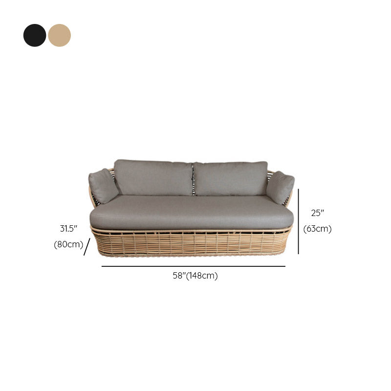 Modern & Contemporary Outdoor Loveseat Wicker/Rattan Fabric With Cushions