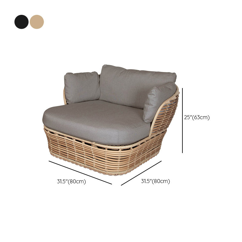 Modern & Contemporary Outdoor Loveseat Wicker/Rattan Fabric With Cushions