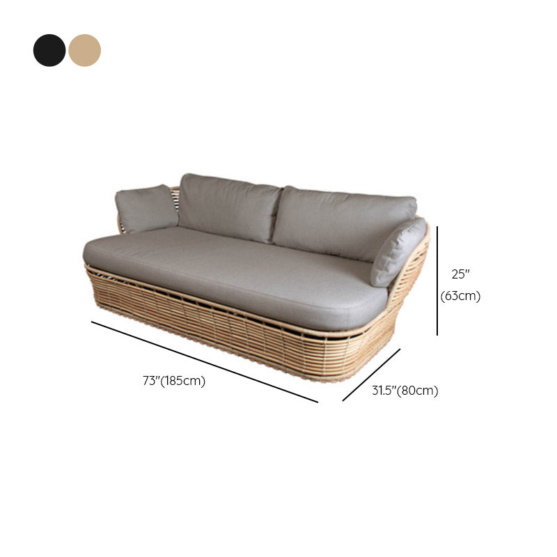 Modern & Contemporary Outdoor Loveseat Wicker/Rattan Fabric With Cushions