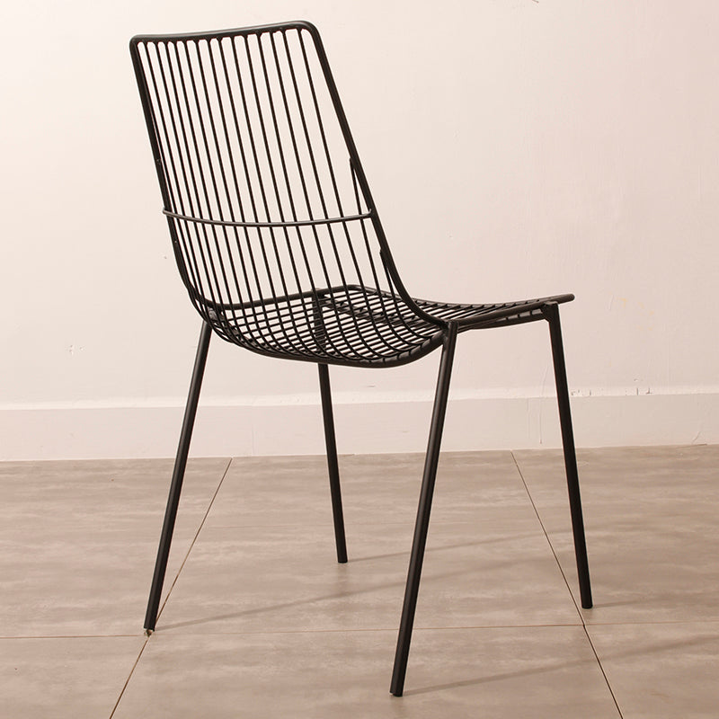 Black/Blue Outdoors Dining Chairs Modern Metal Stacking Patio Dining Chair