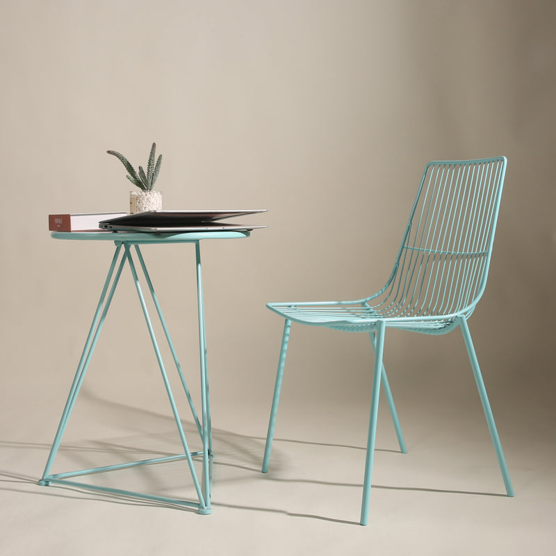 Black/Blue Outdoors Dining Chairs Modern Metal Stacking Patio Dining Chair