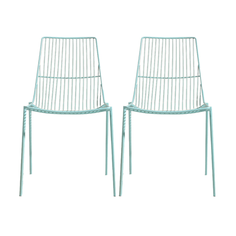 Black/Blue Outdoors Dining Chairs Modern Metal Stacking Patio Dining Chair