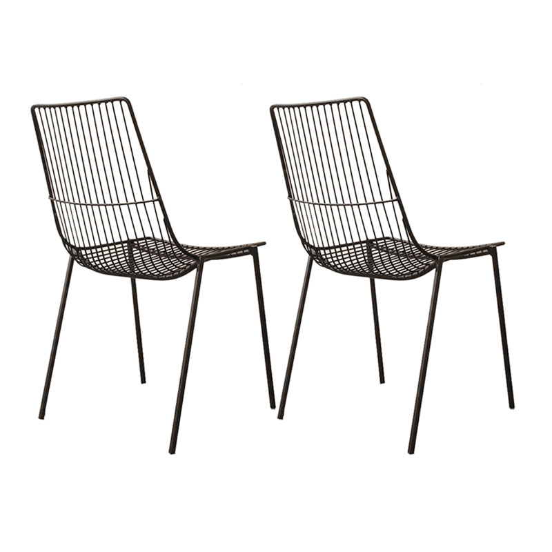 Black/Blue Outdoors Dining Chairs Modern Metal Stacking Patio Dining Chair