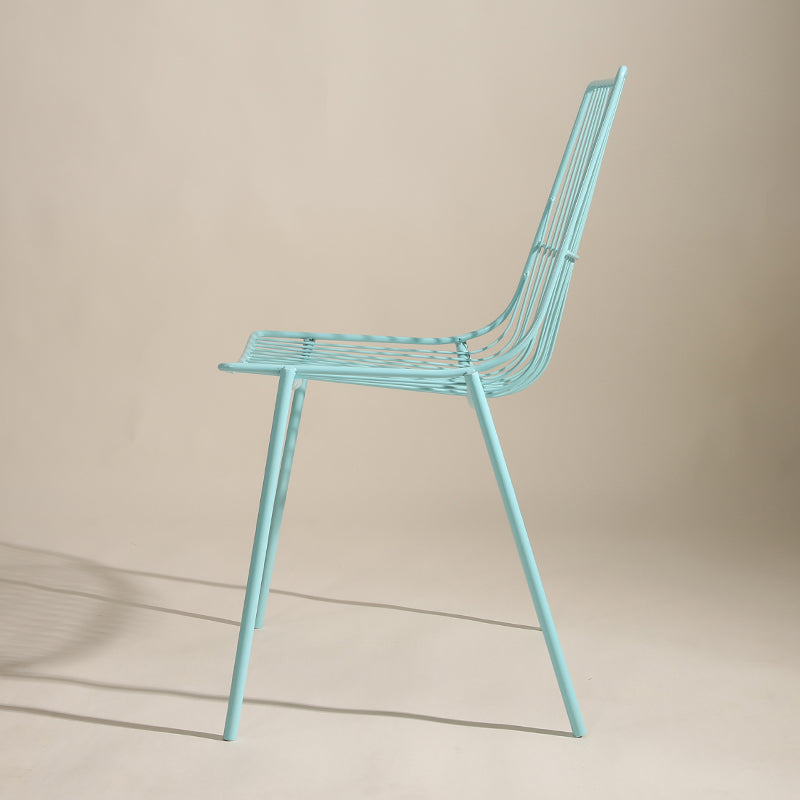 Black/Blue Outdoors Dining Chairs Modern Metal Stacking Patio Dining Chair