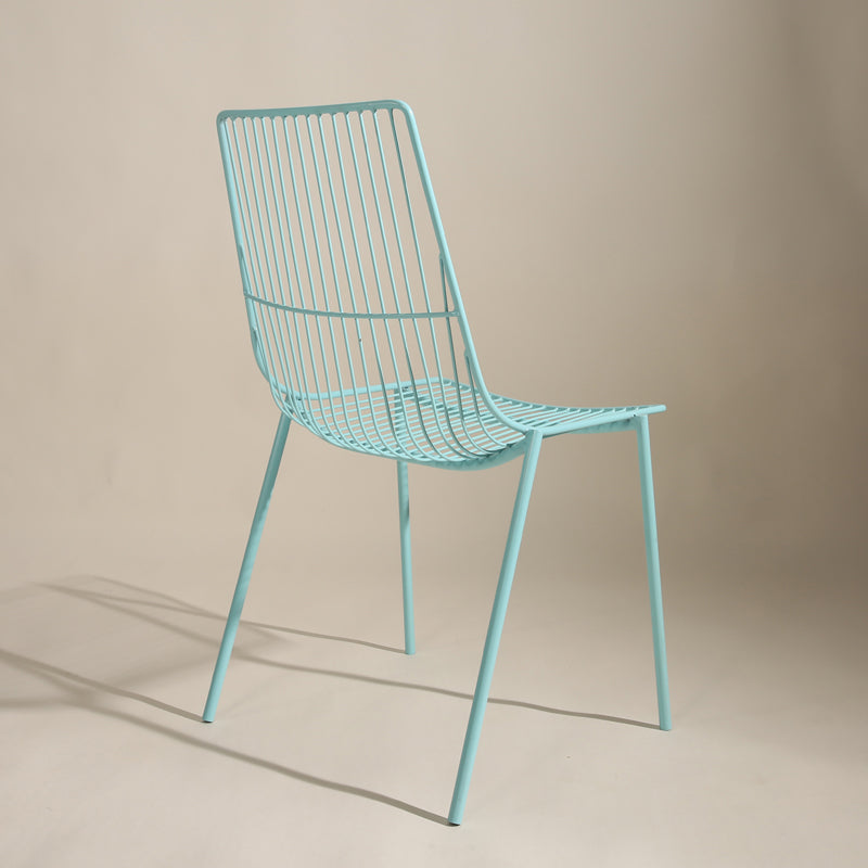 Black/Blue Outdoors Dining Chairs Modern Metal Stacking Patio Dining Chair