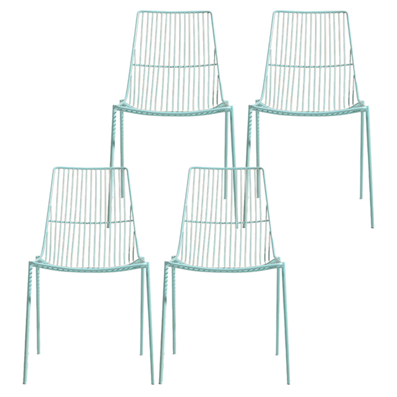 Black/Blue Outdoors Dining Chairs Modern Metal Stacking Patio Dining Chair
