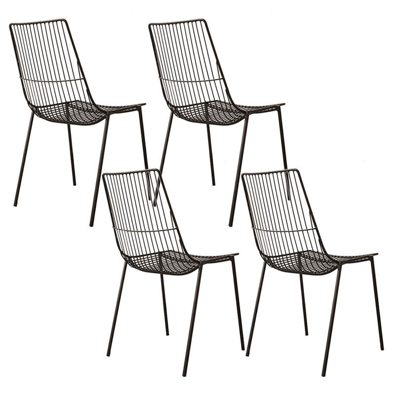 Black/Blue Outdoors Dining Chairs Modern Metal Stacking Patio Dining Chair