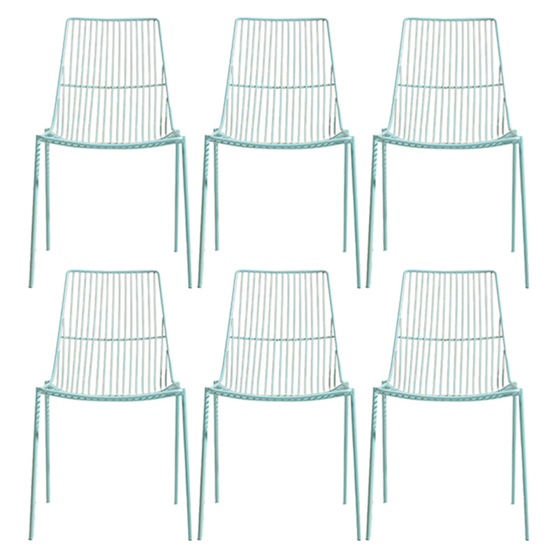 Black/Blue Outdoors Dining Chairs Modern Metal Stacking Patio Dining Chair