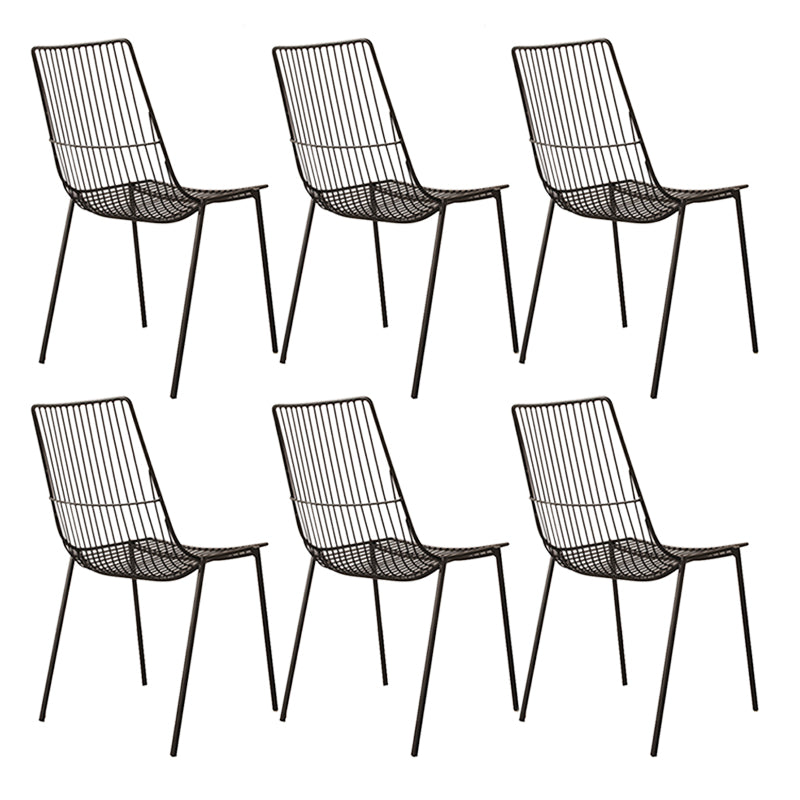 Black/Blue Outdoors Dining Chairs Modern Metal Stacking Patio Dining Chair