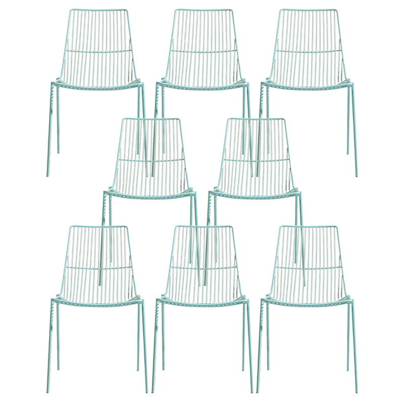 Black/Blue Outdoors Dining Chairs Modern Metal Stacking Patio Dining Chair
