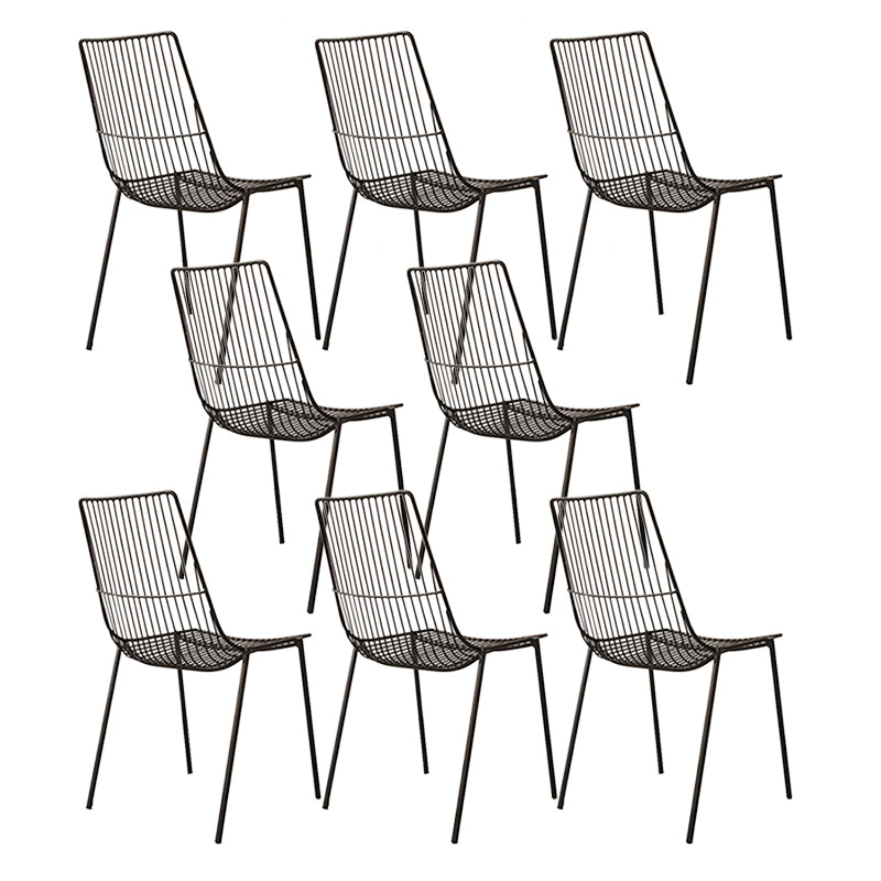 Black/Blue Outdoors Dining Chairs Modern Metal Stacking Patio Dining Chair