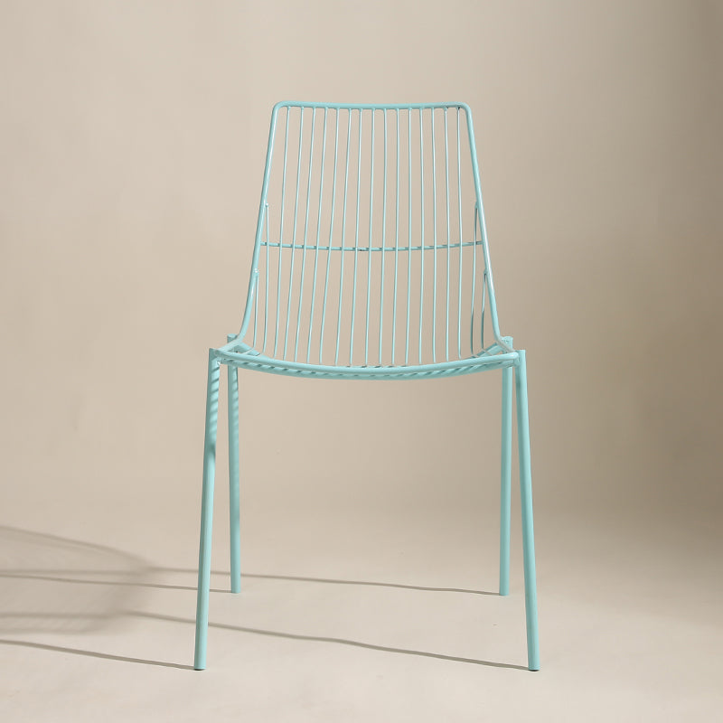 Black/Blue Outdoors Dining Chairs Modern Metal Stacking Patio Dining Chair