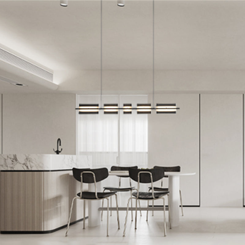 Clear and Black Ceiling Pendant Light Brass & Glass LED Kitchen Island Fixture