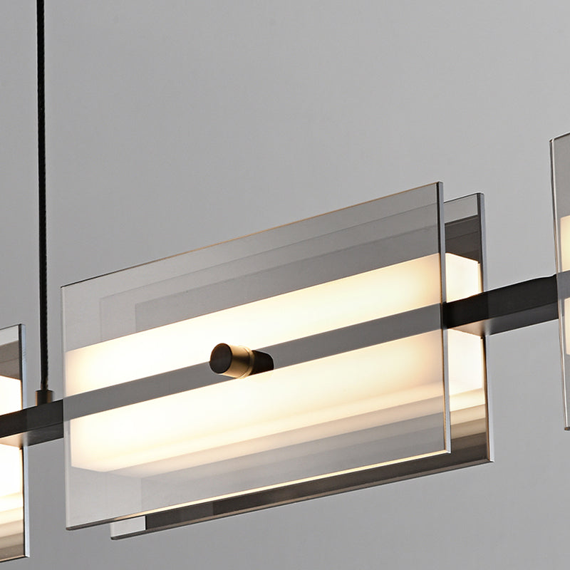 Clear and Black Ceiling Pendant Light Brass & Glass LED Kitchen Island Fixture