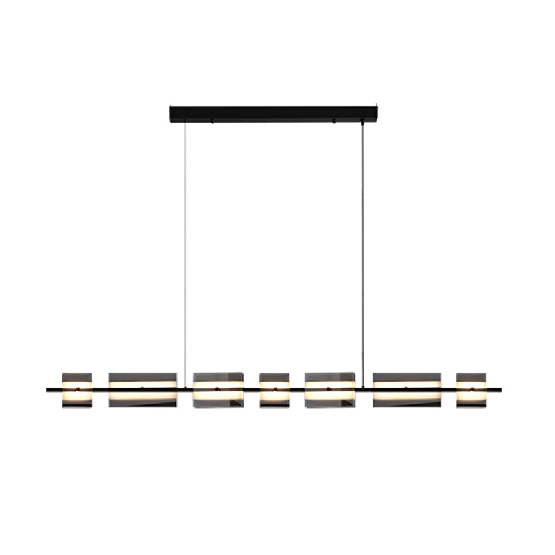 Clear and Black Ceiling Pendant Light Brass & Glass LED Kitchen Island Fixture