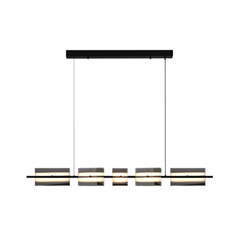 Clear and Black Ceiling Pendant Light Brass & Glass LED Kitchen Island Fixture