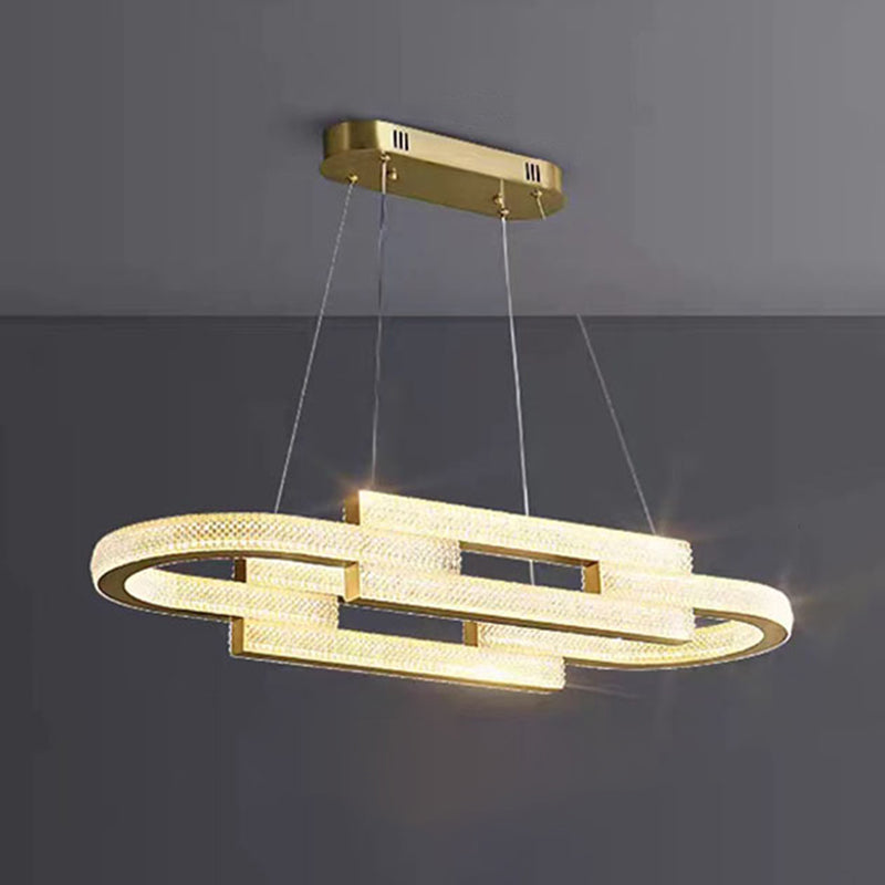 LED Gold Kitchen Island Pendant Oval Metal & Acrylic Ceiling Lighting Fixture
