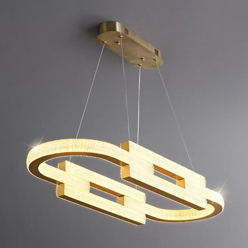 LED Gold Kitchen Island Pendant Oval Metal & Acrylic Ceiling Lighting Fixture