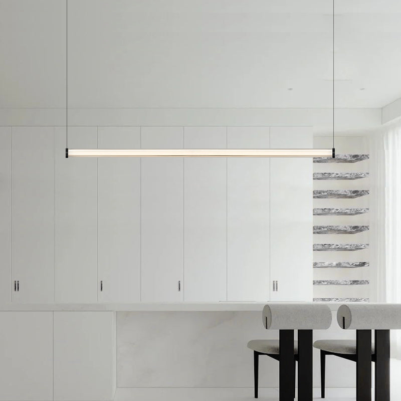 Contemporary Kitchen Island Fixture Glass Cylinder LED Pendant Ceiling in Clear