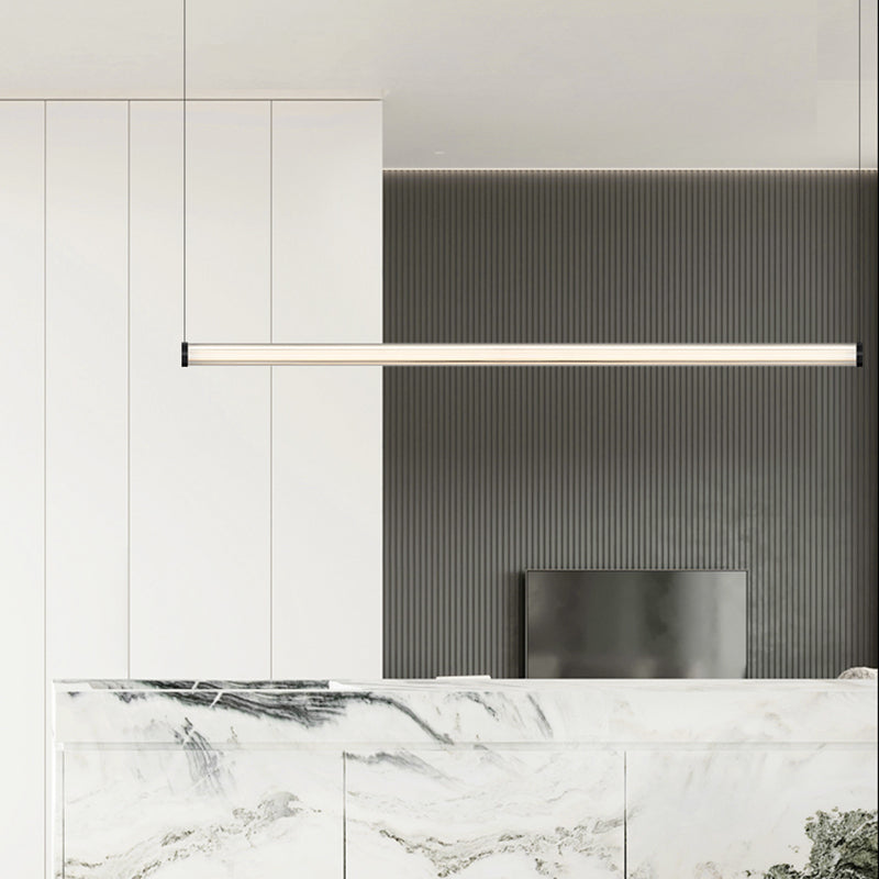 Contemporary Kitchen Island Fixture Glass Cylinder LED Pendant Ceiling in Clear