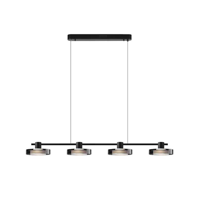 Metal and Glass Kitchen Island Lighting in Black Modern LED Ceiling Pendant